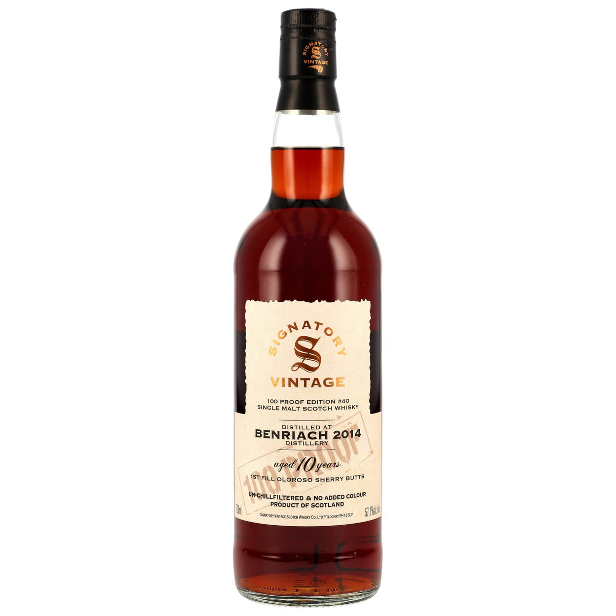 Benriach 2014/2025 Signatory Vintage Speyside Single Malt Scotch Whisky 100 Proof Edition #40, 0,70 l Flasche
