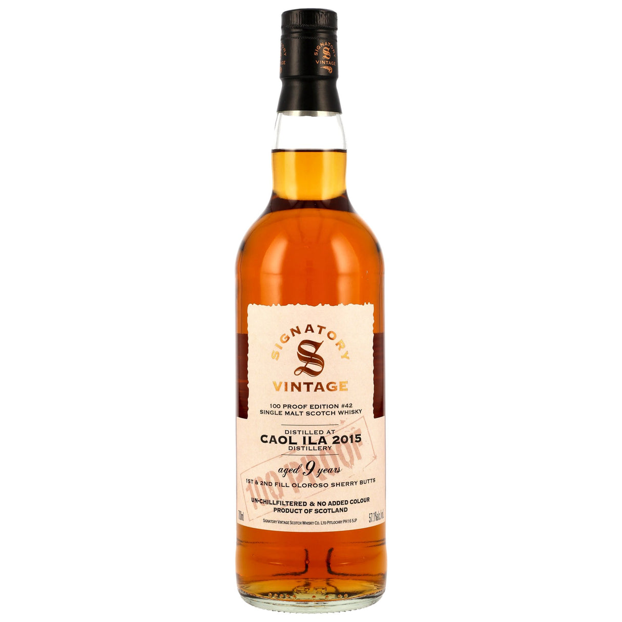 Caol Ila 2015/2025 – Peated Signatory Vintage Islay Single Malt Scotch Whisky 100 Proof Edition #42, 0,70 l Flasche
