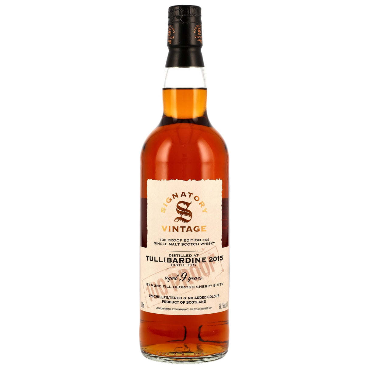Tullibardine 2015/2025 Signatory Vintage Highland Single Malt Scotch Whisky 100 Proof Edition #44, 0,70 l Flasche