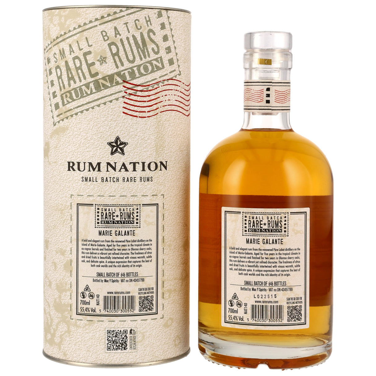 Rum Nation Marie Galante (Guadeloupe) 2017/2025 Small Batch 55,4% vol. 0,7L