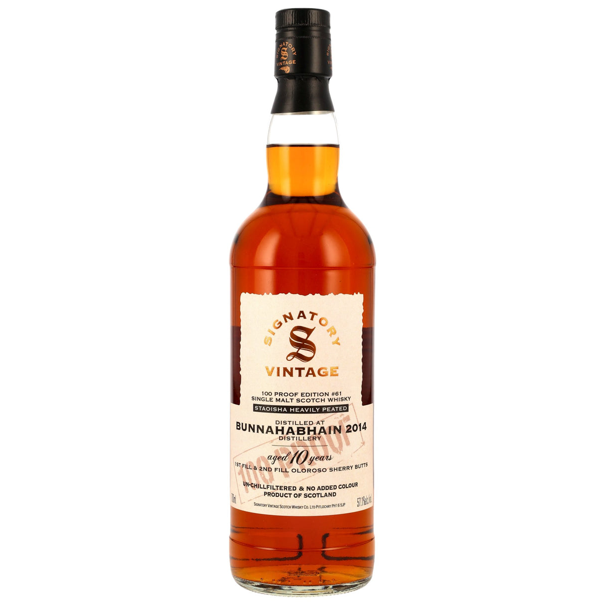 Bunnahabhain Staoisha 2014/2025 Peated - Signatory Vintage 100 Proof Edition #61