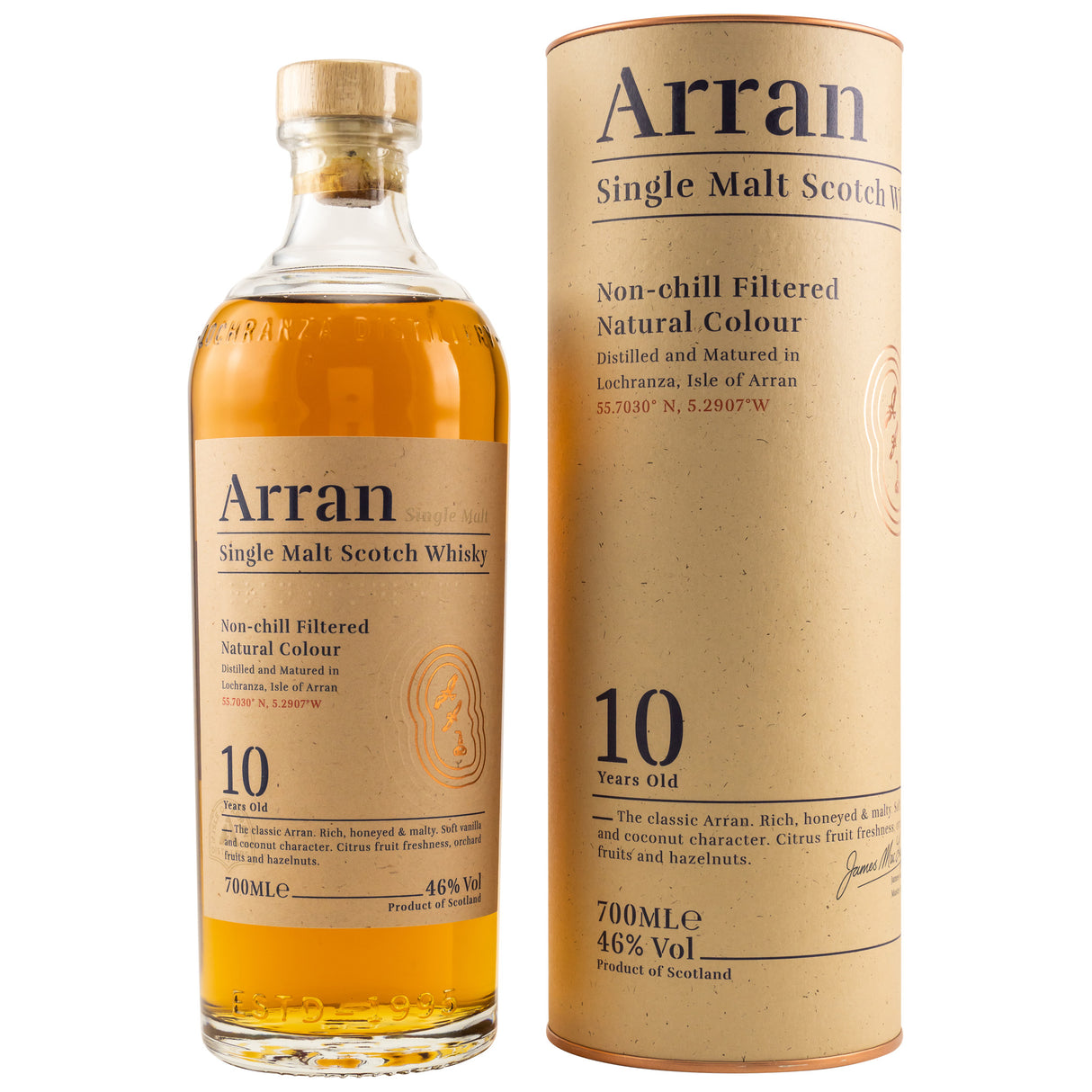 Arran 10 y.o. non-chillfiltered, 0,70 l Flasche