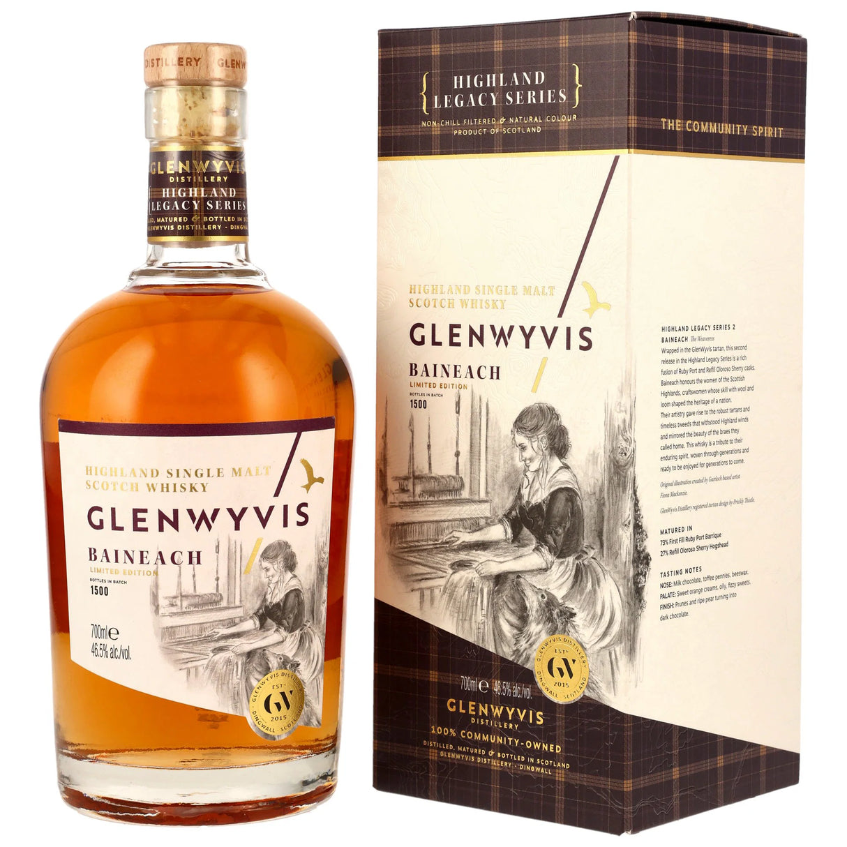 GlenWyvis Baineach - Highland Legacy Series - 1st Fill Ruby Port Barrique & Refill Oloroso Sherry Cask