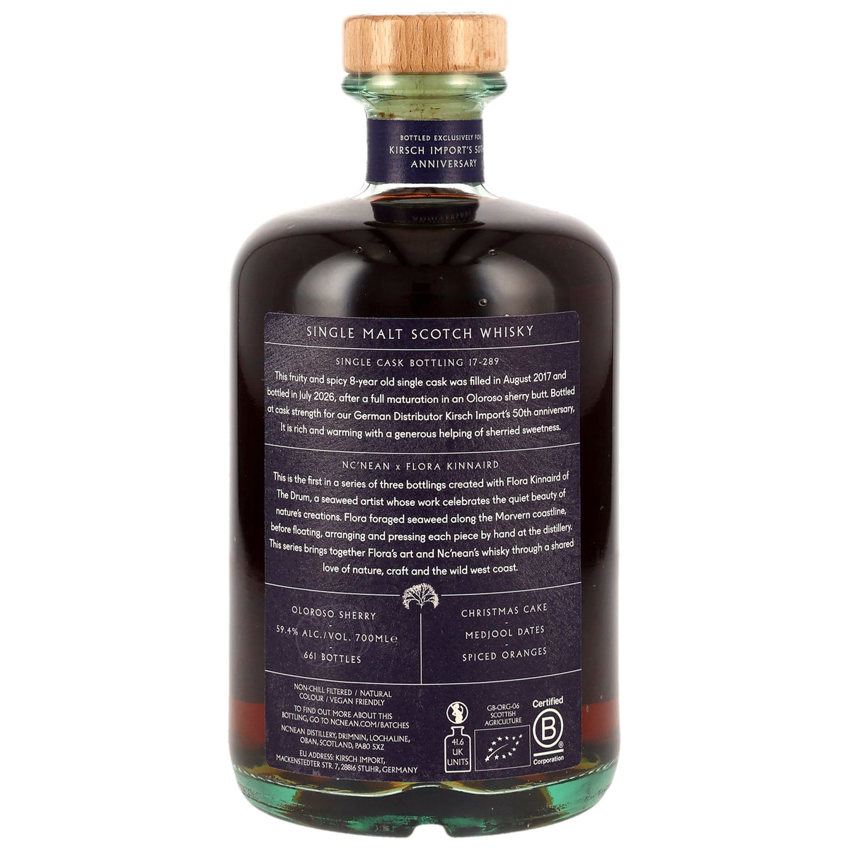 Nc'nean Organic 2017/2026 – 8 Jahre – Oloroso Sherry Butt #17-289 – 50th Anniversary Kirsch Import