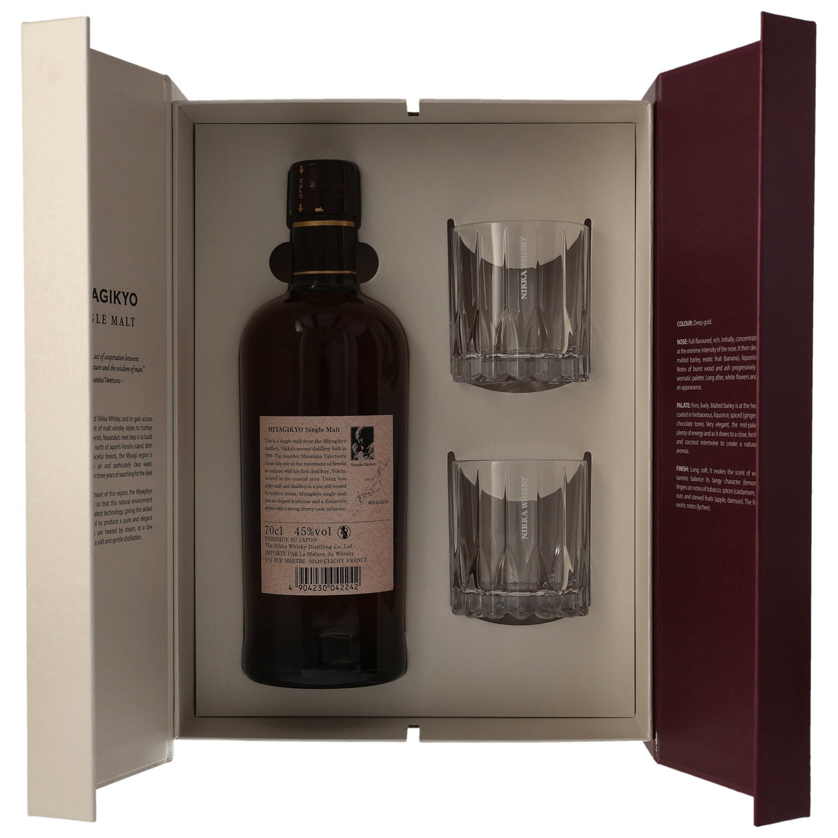 Nikka Miyagikyo Single Malt mit Riedel Glas, Geschenkpackung, 0,70 l Flasche