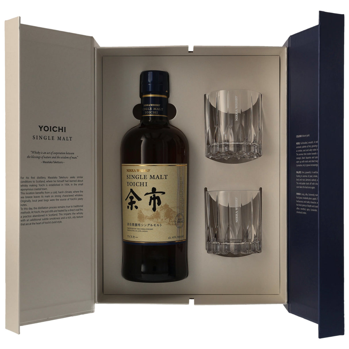 Nikka Yoichi Single Malt mit Riedel Glas, Geschenkpackung, 0,70 l Flasche