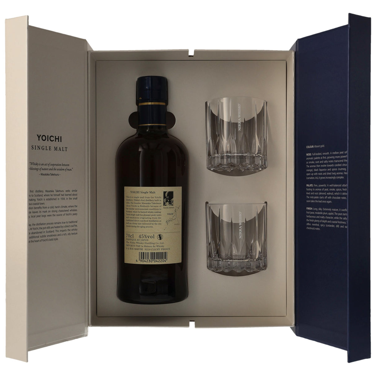 Nikka Yoichi Single Malt mit Riedel Glas, Geschenkpackung, 0,70 l Flasche