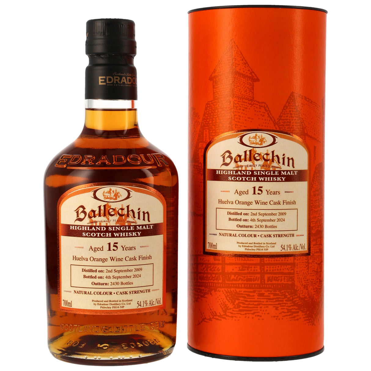 Ballechin 15 y.o. – Orange Wine Cask – Heavily Peated Highland Single Malt Scotch Whisky, 0,70 l Flasche