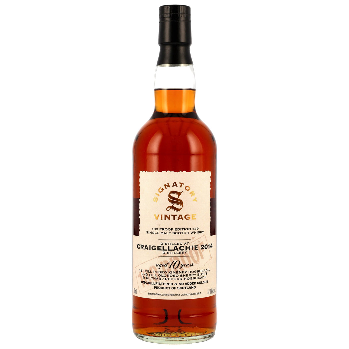 Craigellachie 2014/2025 - 10 y.o. - Signatory 100 PROOF Edition #39, 0,70 l Flasche