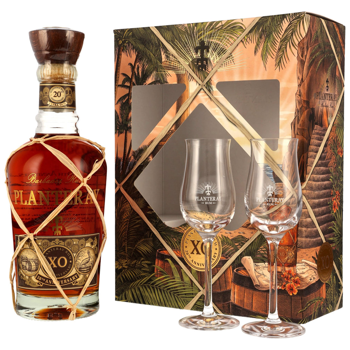 Planteray Rum Barbados XO – 20th Anniversary mit 2 Gläsern