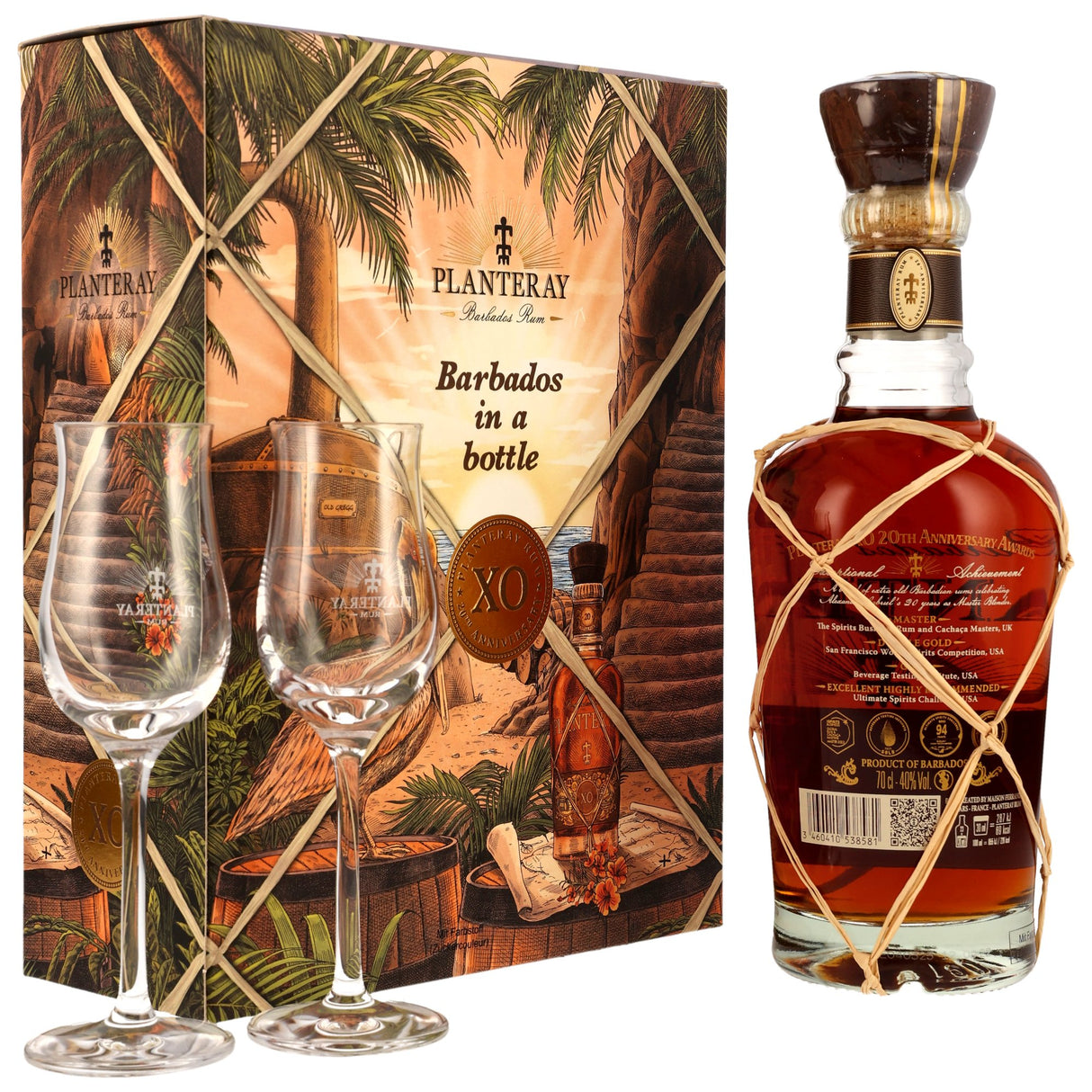 Planteray Rum Barbados XO – 20th Anniversary mit 2 Gläsern