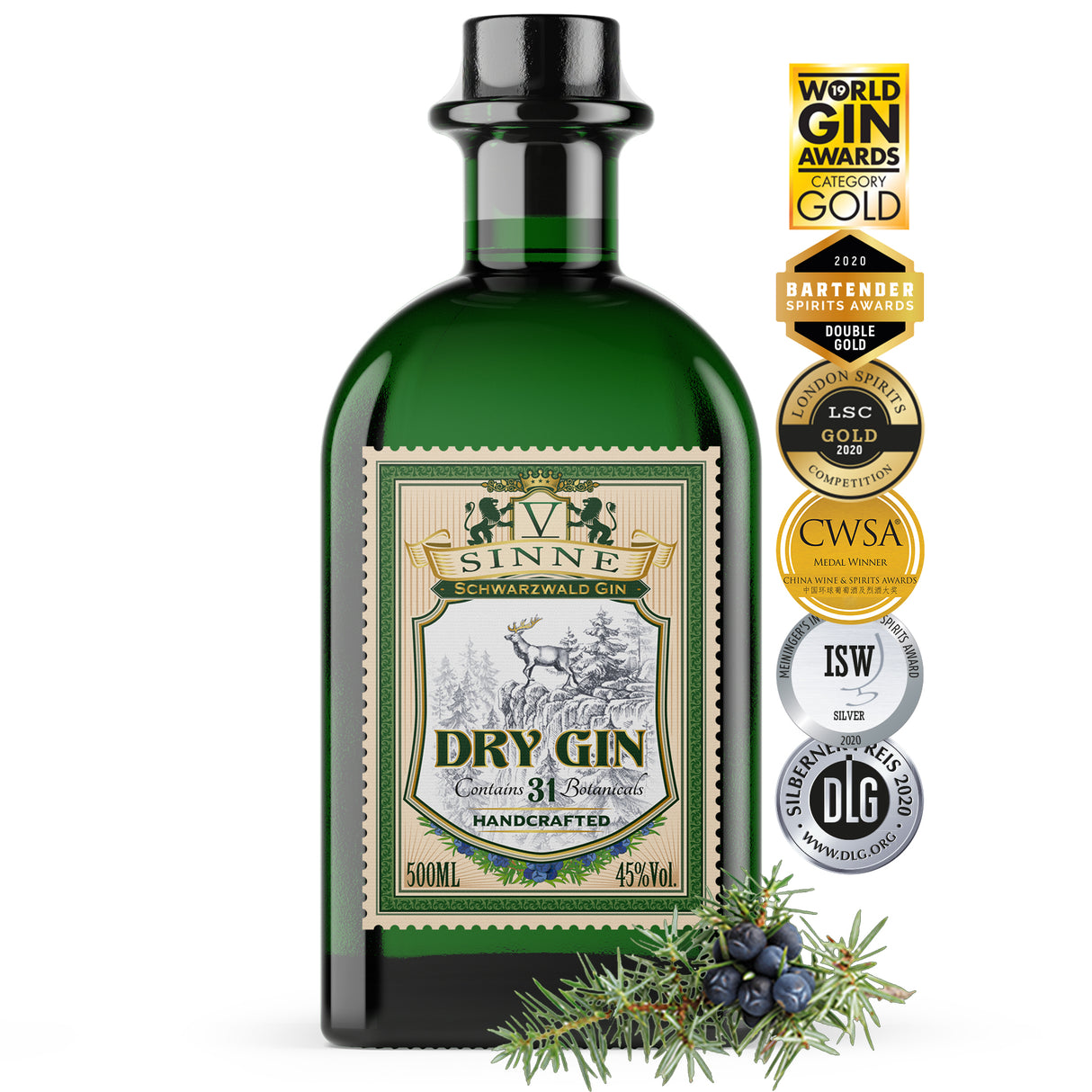 V-SINNE Schwarzwald Dry Gin 500 ml, 45% vol.